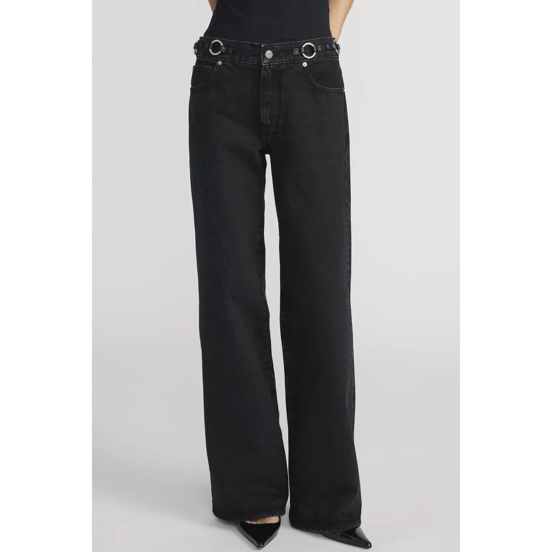 New Frame O-Ring Stroll Relaxed Wide-Leg Jeans In Sutro